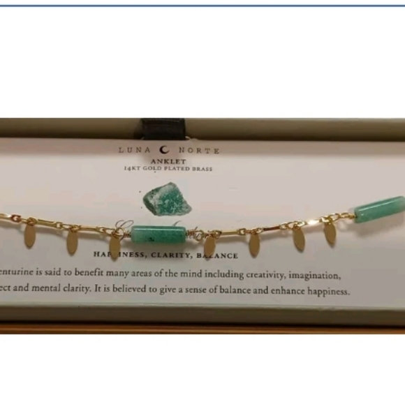 LUNA NORTE GREEN AVENTURINE GEMSTONES ANKLET ANKLE - Picture 1 of 9